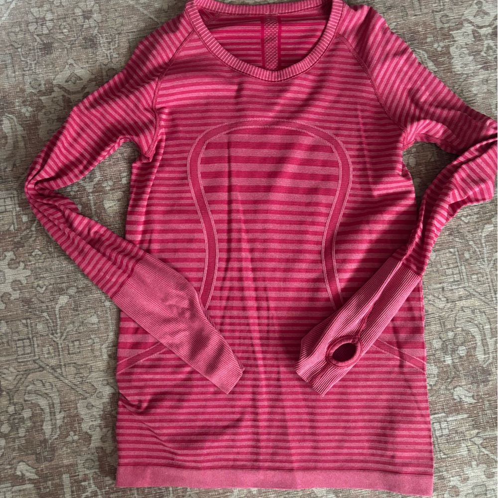Lululemon Striped Pink Long-Sleeve Women's Run Swiftly